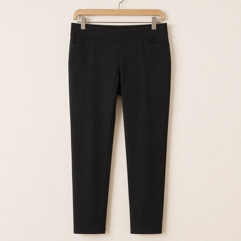 Chico's Minimalist Black Pull On Trousers Women 3T 16T Workwear Quiet Luxury